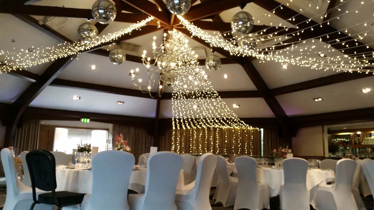 Party lighting at a wedding